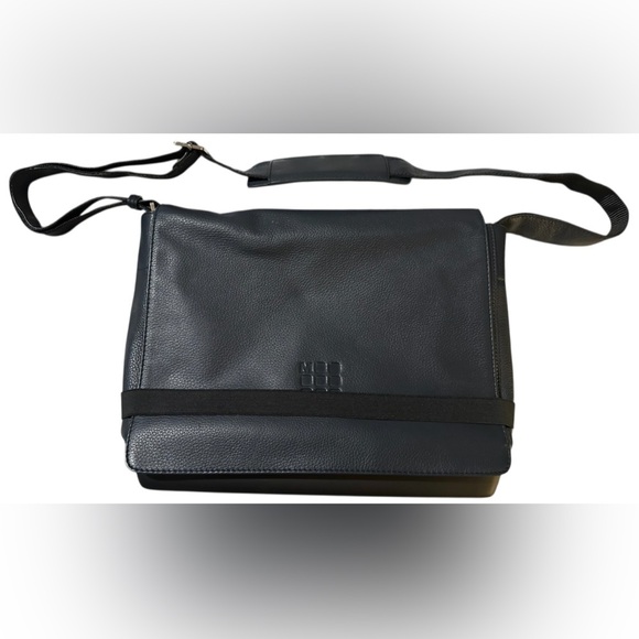 Moleskine Other - Moleskine Black Leather Laptop Bag w/ adj. waist strap.
